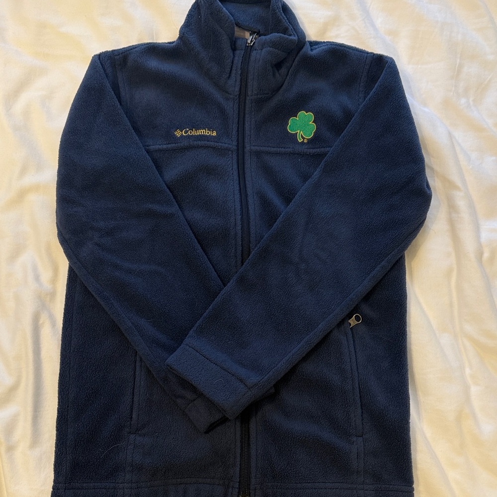 Columbia Dark Blue Fleece Jacket with Clover Patch